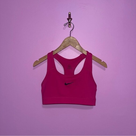 Nike Sports Bra Women’s Size Medium Pink Magenta‎ Swoosh Logo Racerback - Picture 2 of 6